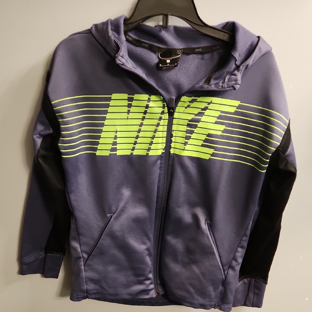 🍉Nike Kids' Navy and Black Hoodie with Neon Accents